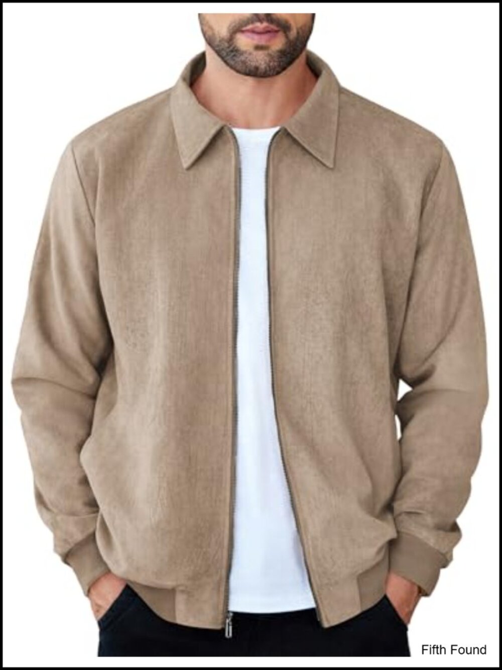 Men's Faux Suede Jacket Casual Stylish Leather Bomber Jacket Lightweight